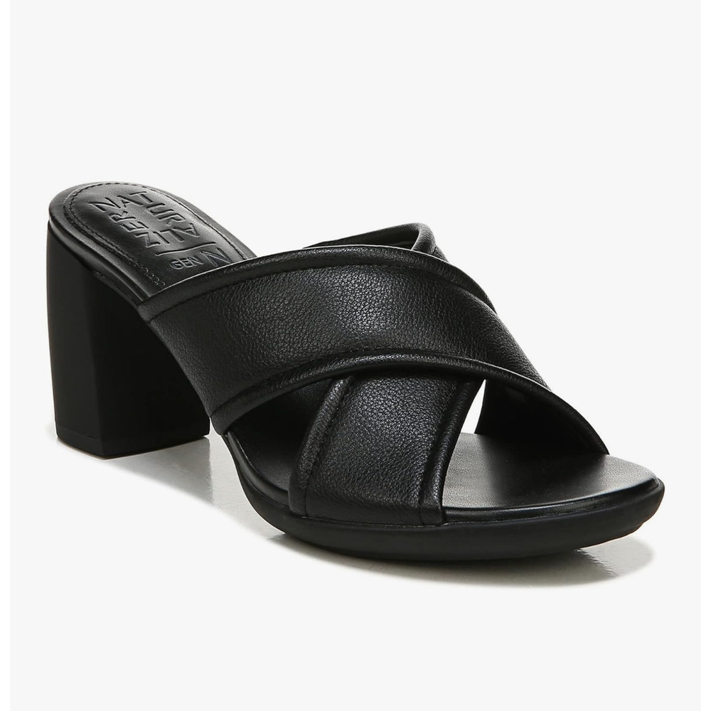 Naturalizer Women Genn Rhythm Block Heeled Mule Sandal Size 7.5 Black RP$99 NEW